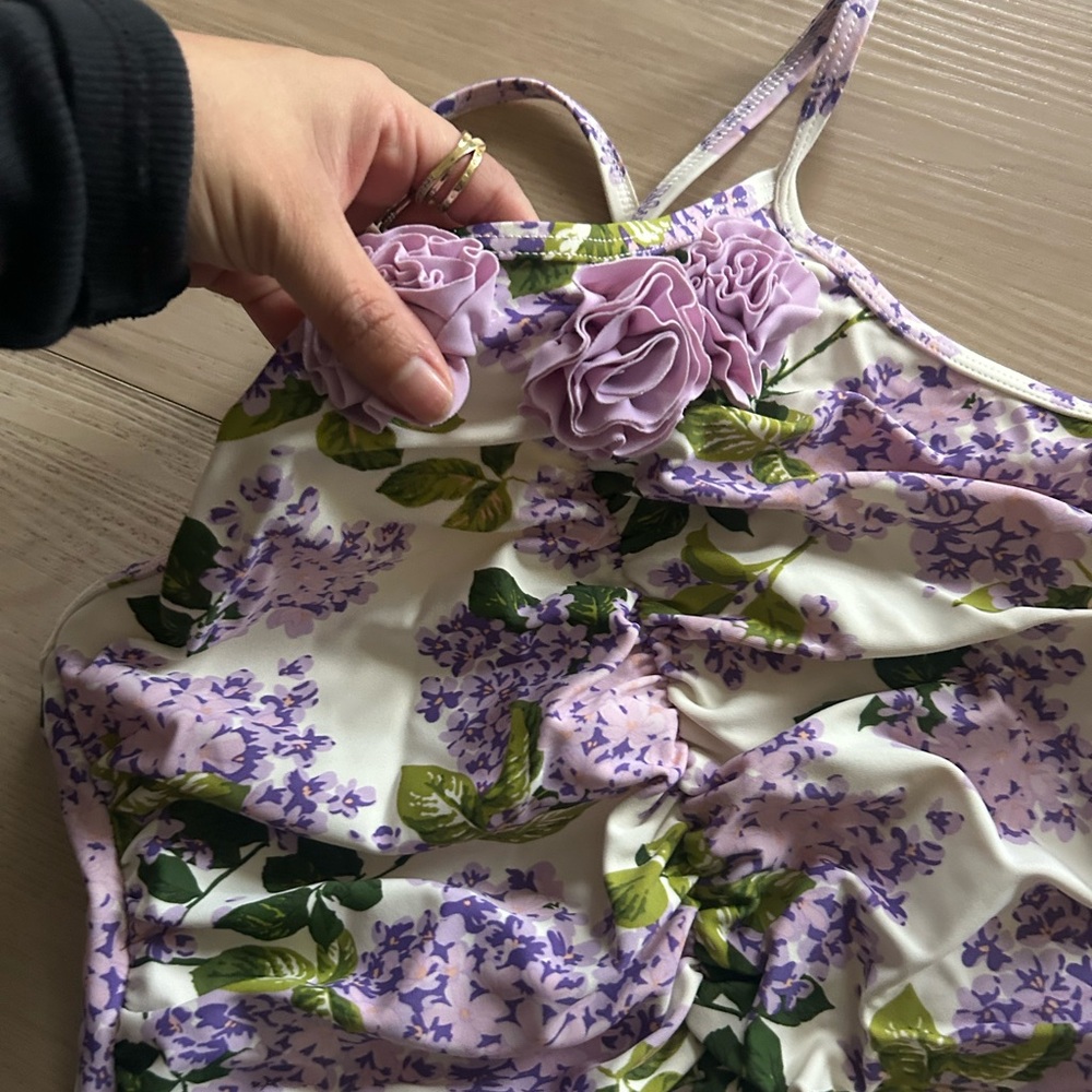 Gymboree Purple Floral Kids Swim One Piece - Picture 3 of 4